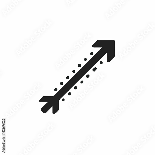 Dotted arrow points diagonally upwards direction minimal design