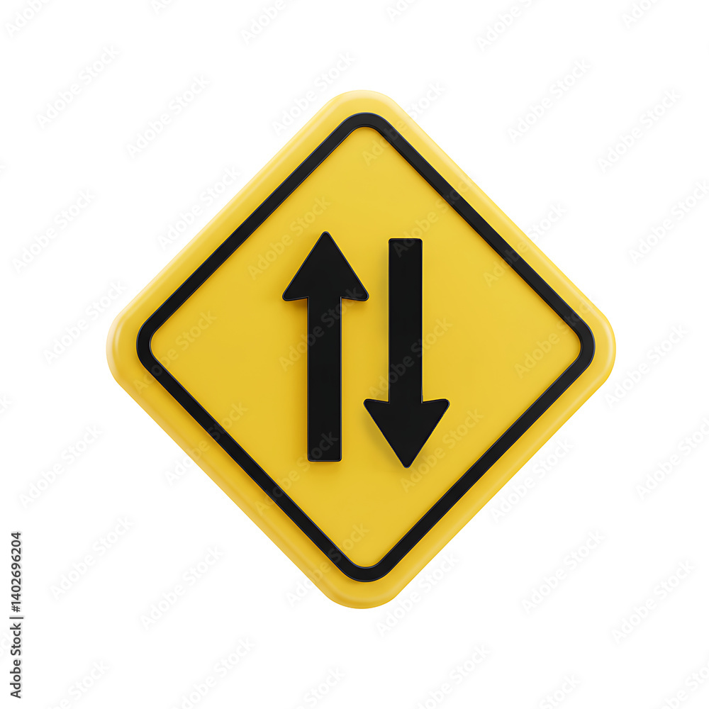 Two way traffic sign with arrows pointing in opposite directions Two way traffic sign with arrows pointing in opposite directions