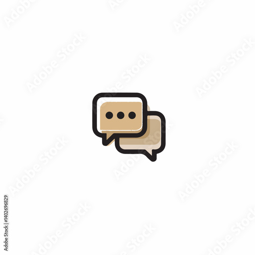 Communication bubbles interact on white background sharing information