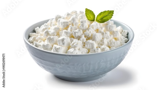 Bowl of Fresh Cottage Cheese with Mint
