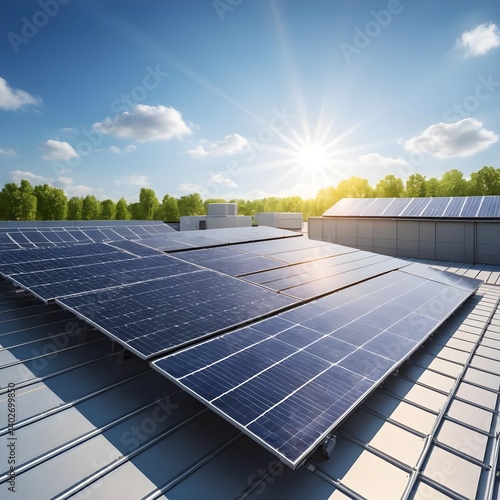 Wallpaper Mural Solar Panels on a Building Roof Torontodigital.ca