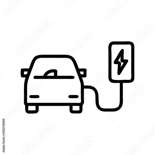 充電ステーションのアウトラインを持つシンプルな電気自動車充電アイコン