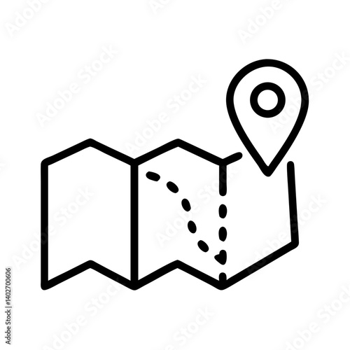 ピンとルート表示付きのミニマルな地図アイコン
