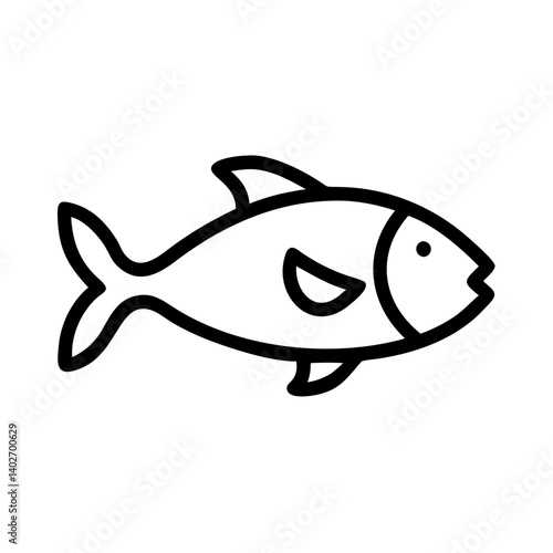 白地に魚のシンプルな黒い輪郭