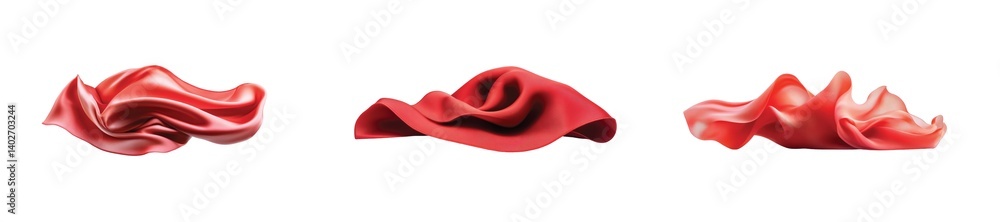 Flowing red fabric twists creating dynamic and elegant curves Flowing red fabric twists creating dynamic and elegant curves