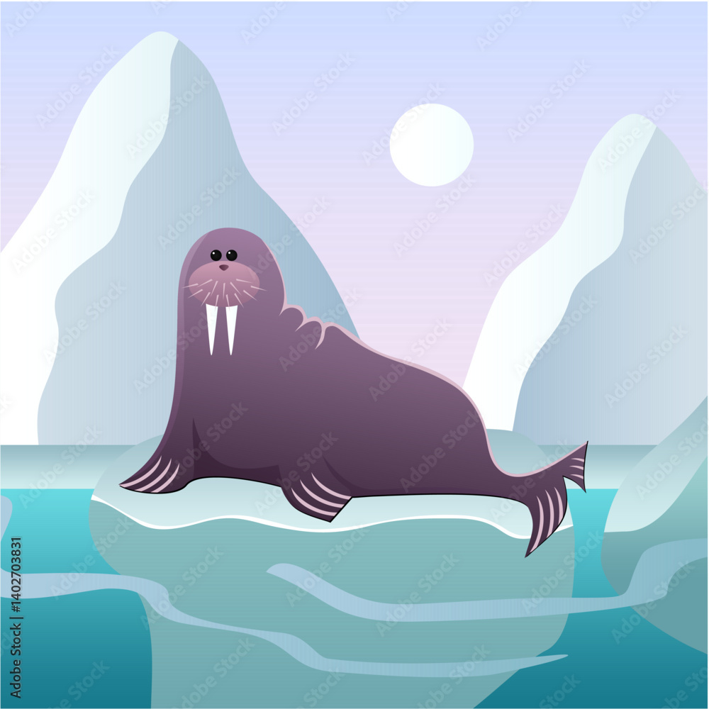 Naklejka premium Walrus on the ice
