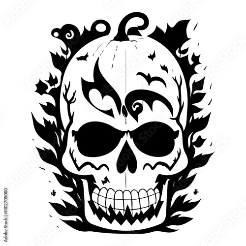 Pumpkin skull stencil for halloween celebration