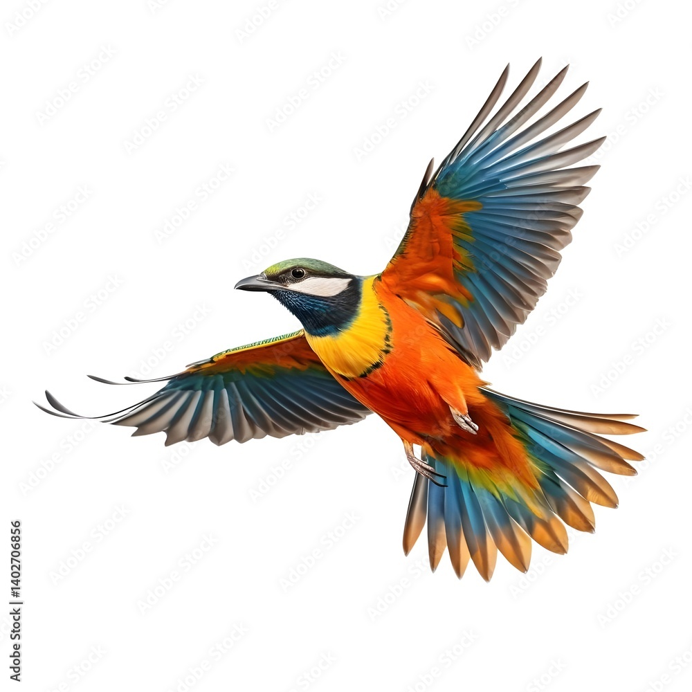 Fototapeta premium Vibrant Tropical Bird in Flight