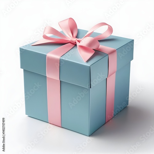 Light Blue Gift Box with Pink Ribbon