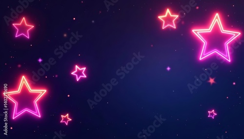 Vibrant stars pattern with neon glow on dark background, pattern, glow, stars