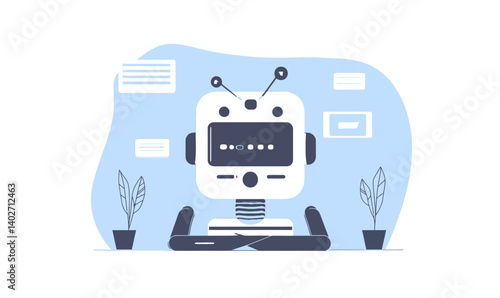 AI Content Generator Bot for Digital Marketing and E-commerce in Minimalist Vector Style