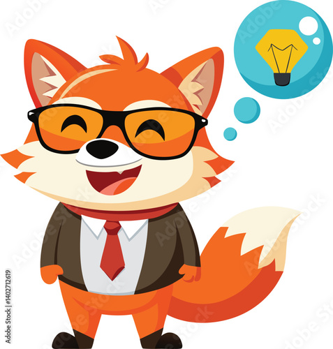 Clever fox with cheeky grins, sly winks, shocked, "idea!", tongue out, cool with shades Animal Emoji-Style.