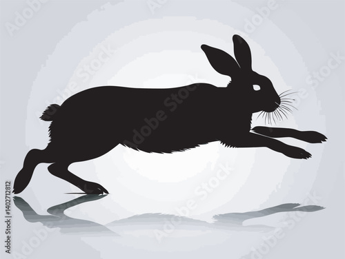 Silhouette of Running Rabbit – Fast Animal Leap in Motion