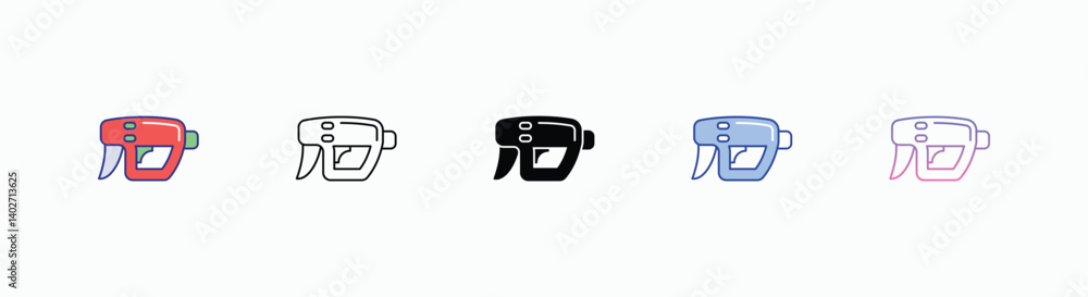 Nail Gun icons set in different style vector stock Nail Gun icons set in different style vector stock