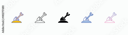 Shovel icons set in different style vector stock 