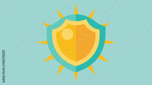 Sun Protection A sun with a protective barrier around it symbolizing the role of sunblock in preserving collagen health.
