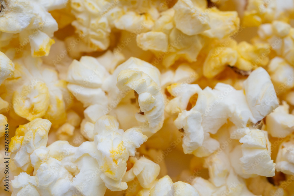 Tasty popcorn close up background top view Tasty popcorn close up background top view