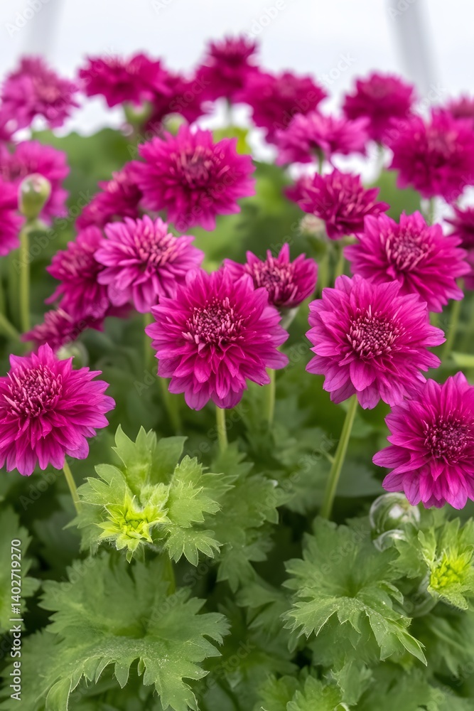 Obraz premium Vibrant Pink Chrysanthemum Flowers Close Up