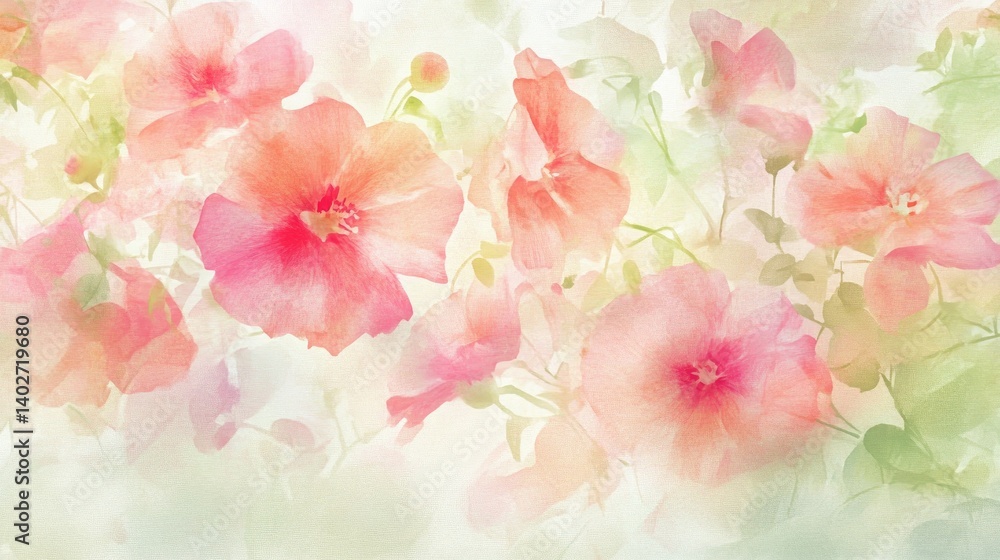 Soft watercolor flowers in pastel hues, evoking gentle beauty and serenity. Soft watercolor flowers in pastel hues, evoking gentle beauty and serenity.