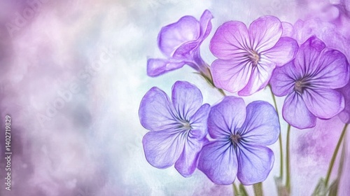 Soft watercolor flowers in pastel hues, evoking gentle beauty and serenity.