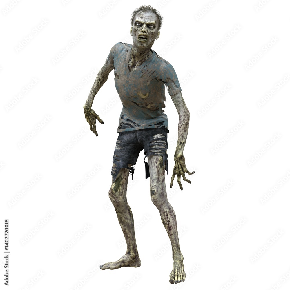 Zombie male isolated white background 3d illustration Zombie male isolated white background 3d illustration