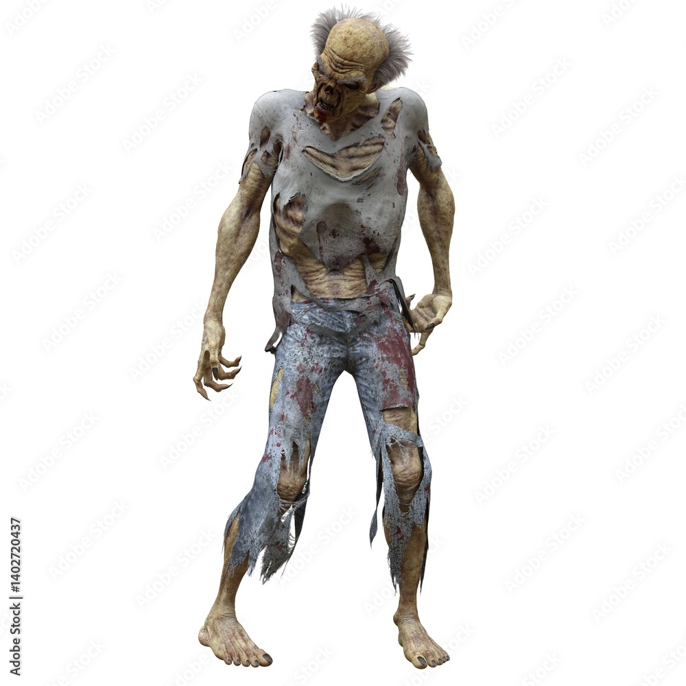 Zombie male isolated white background 3d illustration Zombie male isolated white background 3d illustration