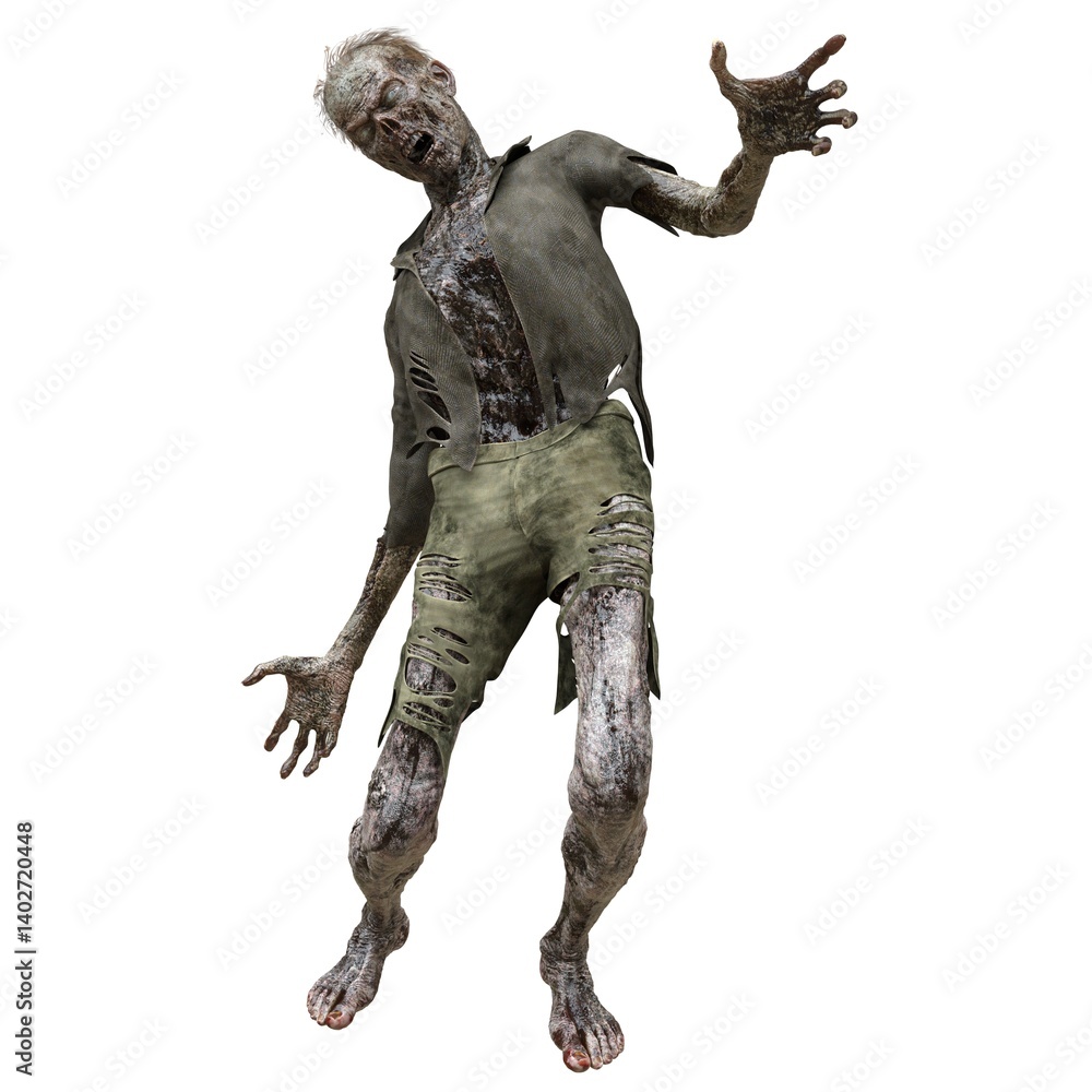 Zombie male isolated white background 3d illustration Zombie male isolated white background 3d illustration