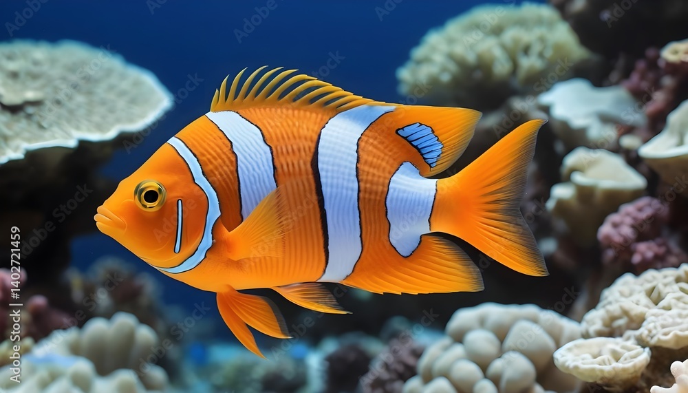 Orange and White Clownfish in Coral Reef Orange and White Clownfish in Coral Reef