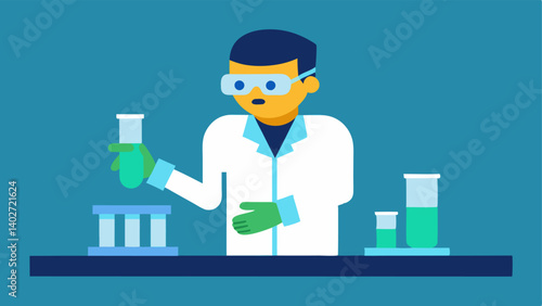 Research Scientist An illustration of a scientist wearing lab gloves and goggles analyzing samples at a lab bench showcasing the role of human expertise in diagnostics.