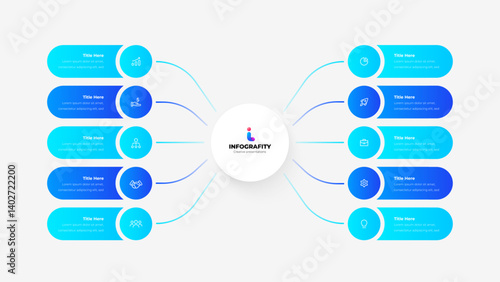 Colorful infographic featuring circular elements and connecting lines. Ideal for data visualization, business presentations, or educational materials. Organizational chart with 10 Steps