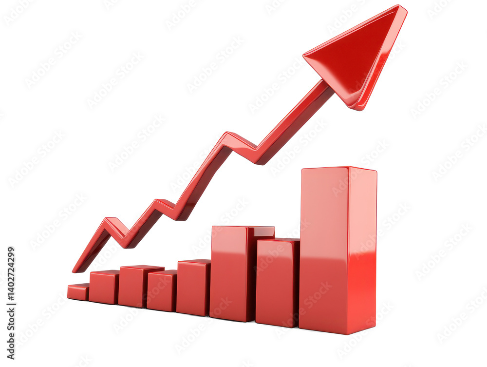 Red business graph chart arrow growth increase financial success market diagram stock Red business graph chart arrow growth increase financial success market diagram stock