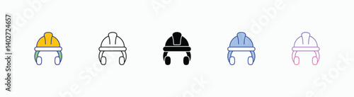 Hard Hat icons set in different style vector stock 