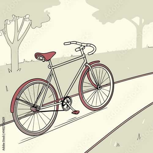 Retro bicycle vector illustration shows an old cycle with a black wheel and white seat