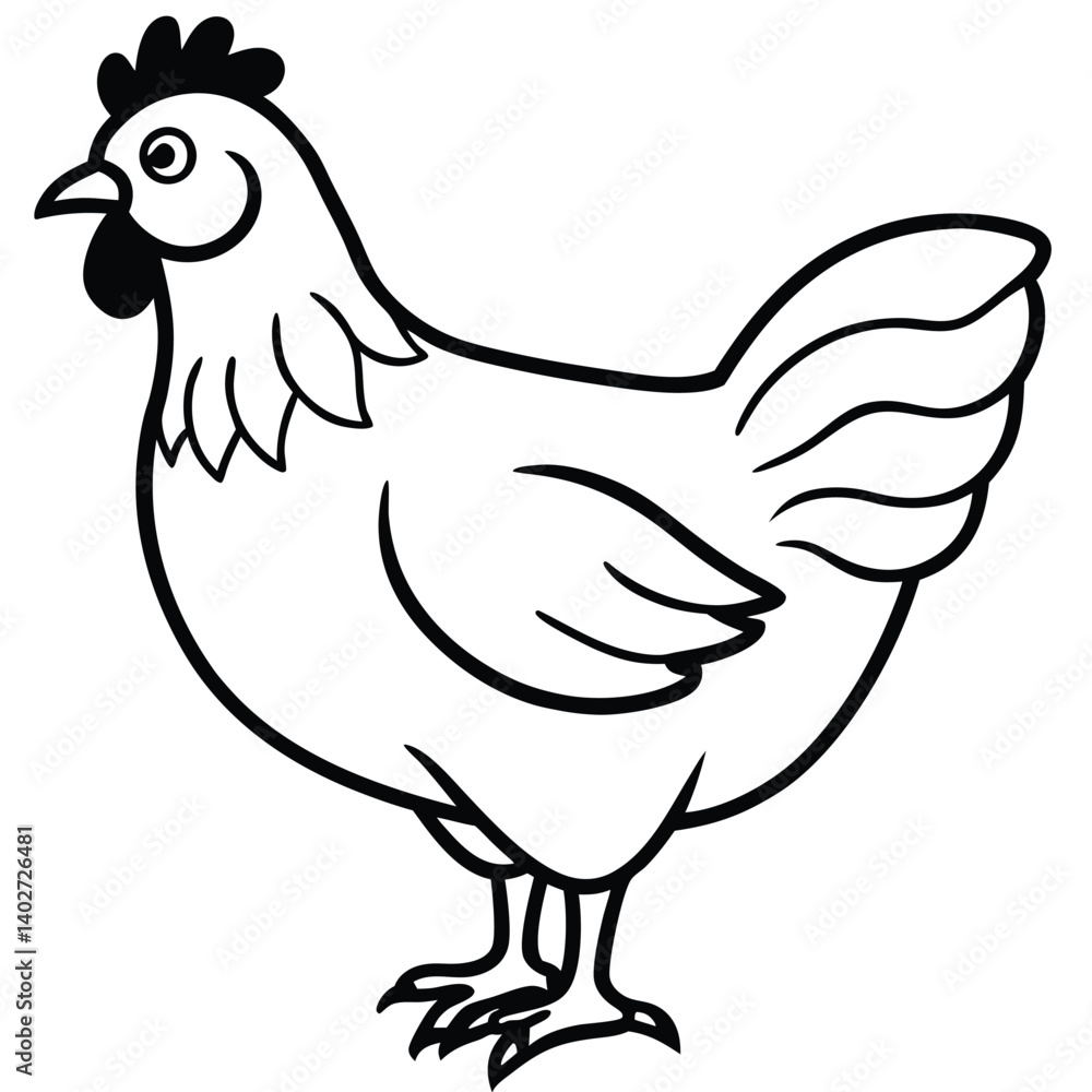 Cartoon hen and rooster farm animals, a cute poultry illustration Cartoon hen and rooster farm animals, a cute poultry illustration