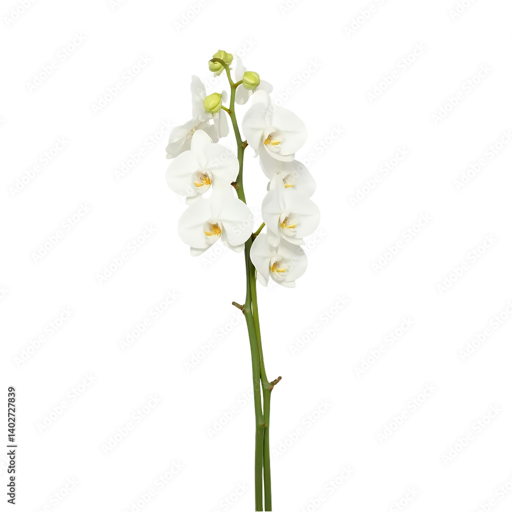 Obraz premium White_Orchid_Stem_Floral_Blooming_Plant_Isolated