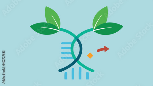 Plant with Genetic Modification Symbols An illustration of a plant with DNA symbols and arrows indicating genetic modification to improve traits.