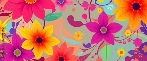 Wallpaper Mural Vibrant abstract floral design; perfect for presentations or digital wallpaper, stock photo, flower Torontodigital.ca