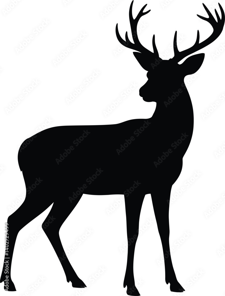 Obraz premium Isolated Black Deer Silhouette Icon with Antlers