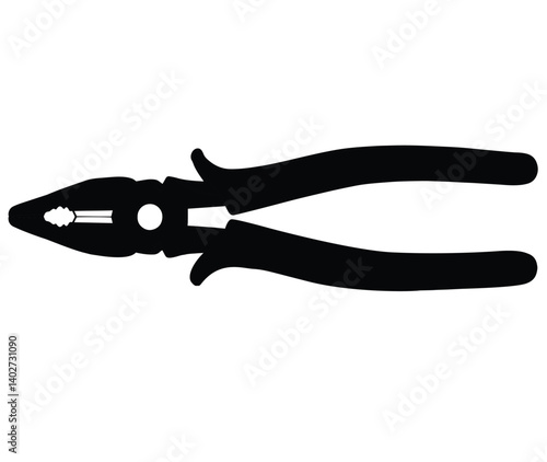 Cute cartoon hand drawn vector cutting pliers silhouette.