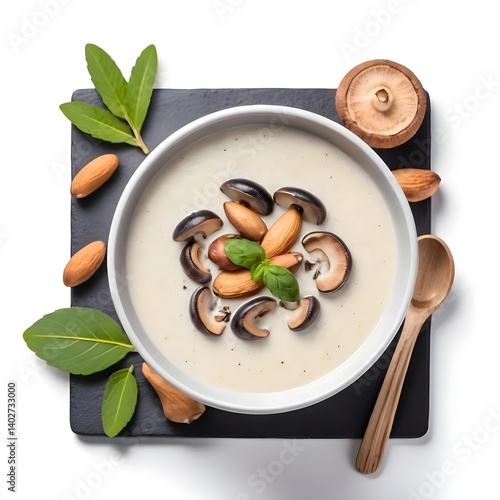 Creamy Mushroom Soup with Almonds and Shiitake Mushrooms