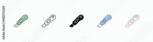 Utility Knife icons set in different style vector stock 