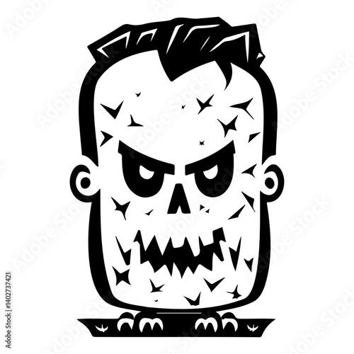 Cartoonish Monochrome Spooky Halloween Icon Design