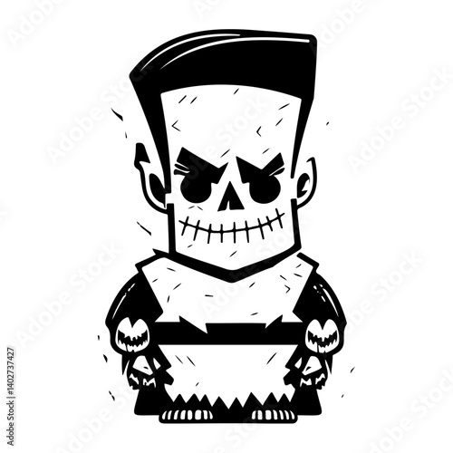 Black and White Zombie Character Illustration