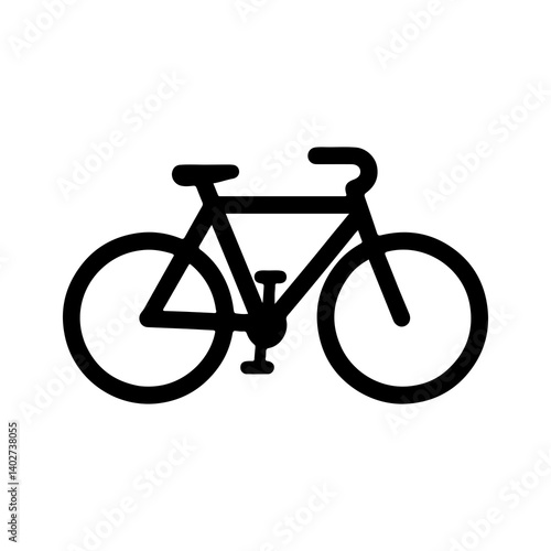 Bicycle silhouette icon, black outline of a bike symbol for cycling, transportation, outdoor activity, and eco-friendly design

