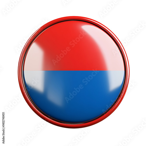 Free Download Glossy Red and Blue Circle Button with Horizontal Split, Modern Badge Style for Web Icons or Design Elements - GFXLoad