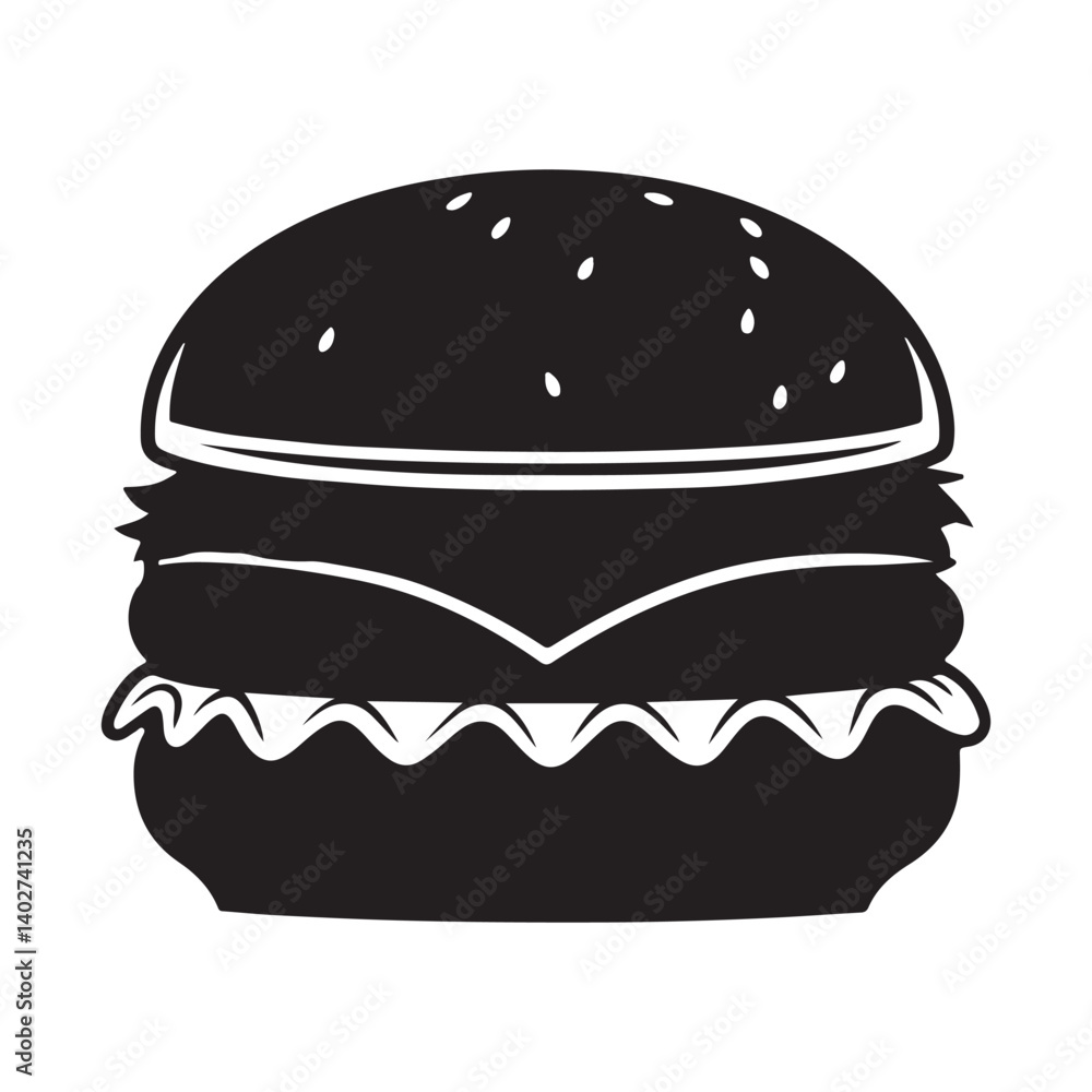 Silhouette of burger isolated on white background. Burger icon vector illustration design Silhouette of burger isolated on white background. Burger icon vector illustration design