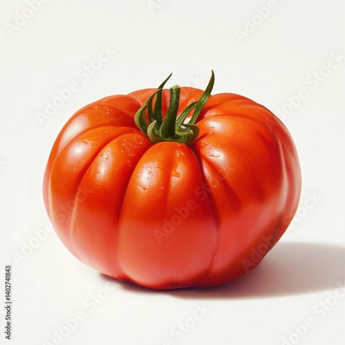 Wallpaper Mural A fresh bright red tomato with smooth skin and a juicy interior, isolated white background, hyperrealism art style Torontodigital.ca