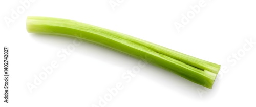 Single Celery Stalk on White Background