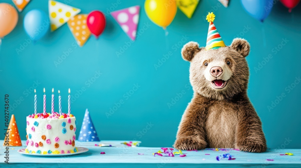 Obraz premium Birthday Bear Party Studio Shot