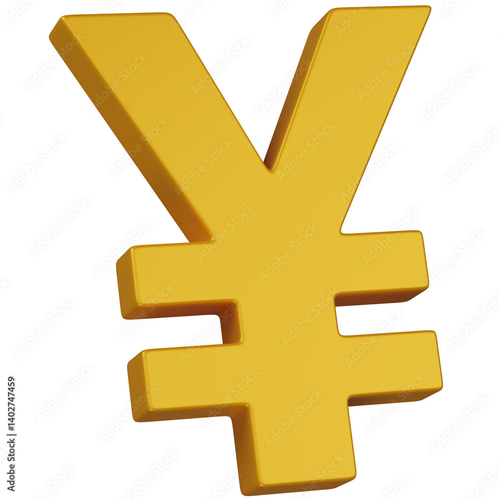 3d render Golden Yen Symbol icon 3d render Golden Yen Symbol icon